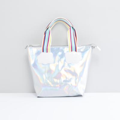 China Shiny PVC Holographic Beach Bag PU Tote Bag Large Hologram Fashion Rainbow Bag Shoulder Handbag Hologram For Gift for sale