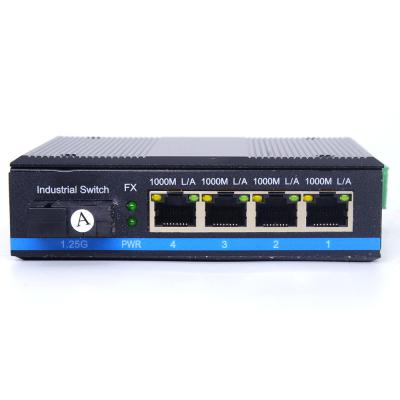 China FTTH FTTB FTTX Network MT-GYJ1005 4 Ports +1 1000M FX Ethernet IP40 Optical Port Industrial Switch 1000M for sale