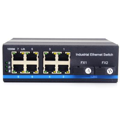 China FTTH FTTB FTTX Network MT-GYJ1007 8 Ports Ethernet IP40 Optical Port Industrial 1000M Electrical Switch 1000M FX for sale