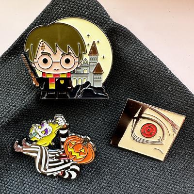 China Europe Material Lapel  Lapel Pin Suit Men Art Anime Nightmare Before Christmas Pin Lip Personalize Custom Design Brooch Pin for sale