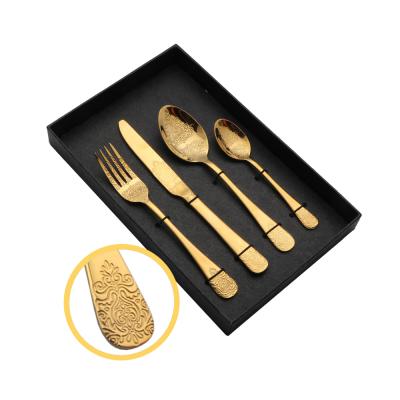 China French hot viable pvd cutlery stainless steel gold coating cutlery box set with free sample for sale