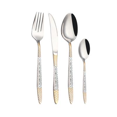 China Stocked Cutlery Set Wholesale Price 24 Carat Gold Plated Cutlery Set for sale