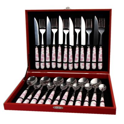 China Ceramic Disposable Cutlery Handle Stainless Steel Flatware Gift Set for sale