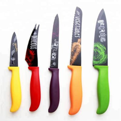 China Viable Brazil Kitchen Accessories Stainless Steel Decal Printing Knife Set for sale