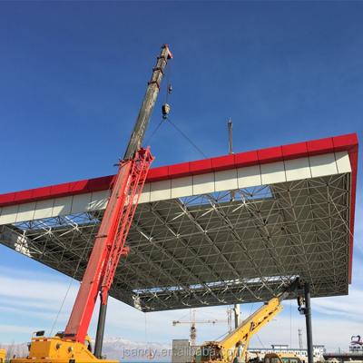 China Low Cost Steel Structure Space Frame Gas Station / Gas Station Structural Covering Canopy Design for sale