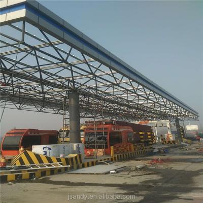 China Design Stainless Steel Structure Space Frame Structural Covering Gas Station / Toll Free Canopies For Sale for sale