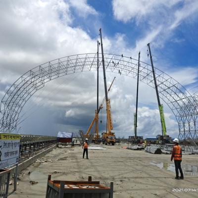 China Prefab Steel Coal Shed Long Space Frame Prefab Steel Frame Coal Dome Arch Dome Structural Covering Shed Storage for sale