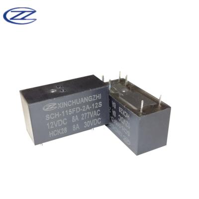 China DPST 115FD Voltage Relay 12V DC Sealed Sensitive Relay 8A 6 Pin Relay for sale