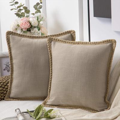 China New Arrival Therapy Hessian Cushion Blanket Khaki Outdoor Burlap Square Throw Blanket for sale