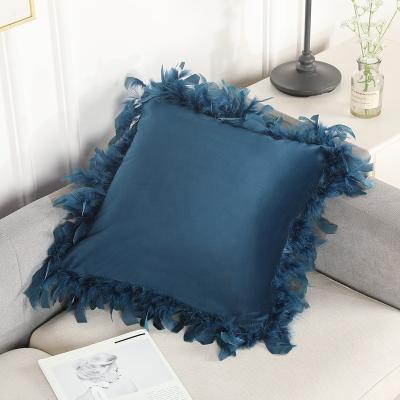 China New Elegant Fancy Therapy Velvet Indelible Unique Home Cushion Cover With Feather for sale