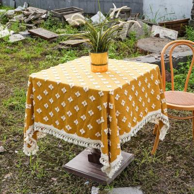 China Waterproof Home Floral Oblong Table Cloth Farmhouse Embroidery Table Cloth Rectangular Washable Cover For Kitchen for sale