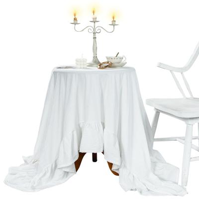 China Round Farmhouse Waterproof Beehive Tablecloth with White Cherry Tassels Cotton Table Cover for Kitchen Wedding Banquet Decor for sale