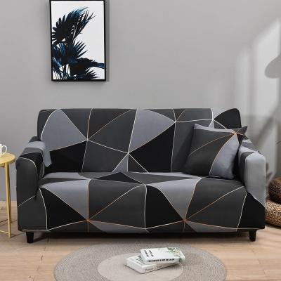 China / High Stretch Printed Gray Elastic Geometric 3 Seater Sofa Cover Household for sale