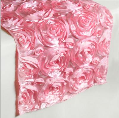 China New Fancy Simple Rosette Wedding Pink Table Runner Elegant Luxury for sale