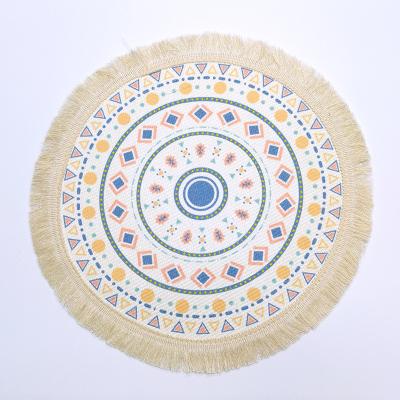 China Wholesale Oilproof Cotton Linen Bohemia Style Round Place Mats With Macrame for sale