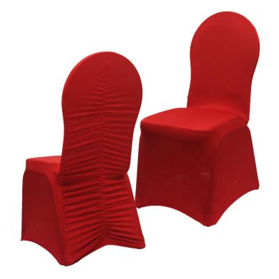 China Wholesale Simple Wrinkle Cheap Fancy Plain Red Stretch Chair Cover For Wedding for sale