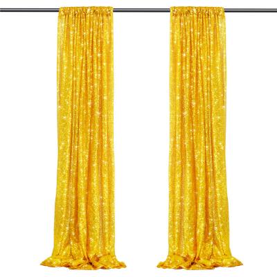 China Sequin Embroidery Gold Curtain Glitter Wedding Event Decorations Luxury Sequin Curtain Backdrop For Party for sale