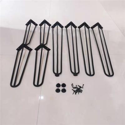 China Modern Black Metal Hairpin Legs Three Rod Iron Wire Metal Dining Table Legs Modern DIY Style Furniture for sale