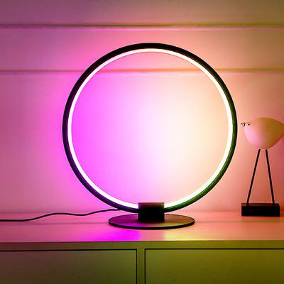 China Modern Nordic style personalized table lamp bedroom bedside table RGB ring led table lamp with outdoor for sale