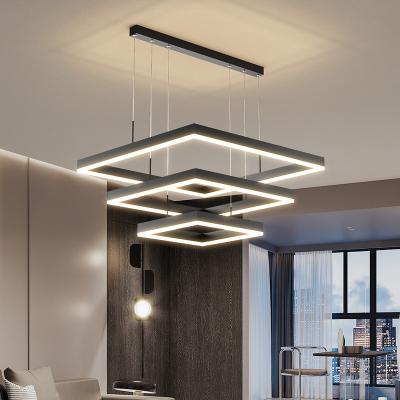 China Modern Minimalist Atmospheric Modern Living Room Nordic Kitchen Headlight Double-Layer Headlight Chandeliers Pendant Lamp for sale