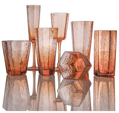 China New Classic/Postmodern Light Luxury Hexagonal Juice Cup Summer Succinite Set Cup Wine Glass Use Wedding Party Glass Cup for sale