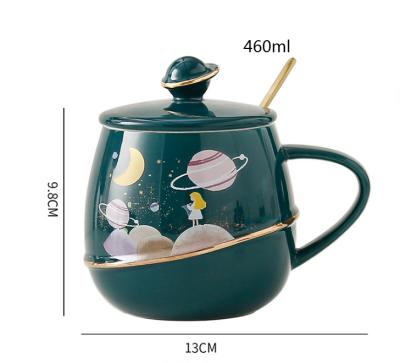 China Viable creative gift mug for kids coffee cup with lid&spoon t ceramic mug with cover gift sets for boy for sale