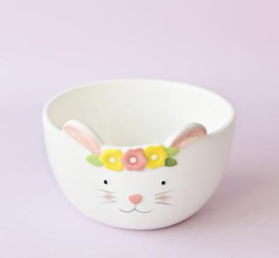 China Beautiful Rabbit Bowl Children's Dishes Viable Ears Small Cool Ceramic Bowl Household High Temperature Child's Dishes for sale