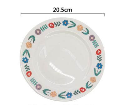 China Instagram Viable Japanese Minimalism Retro Floral Make Old Dinner Dish Dinnerware Breakfast Floral Fruit Fruit Ceramic Plate Dish for sale