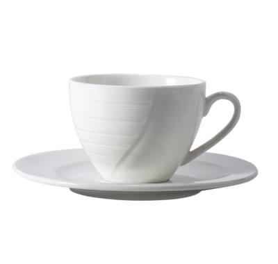 China Sustainable china coffee cup&saucer set custom ceramic white ceramic cup saucer coffee cup high end LOGO restaurant coffee cup saucer for sale