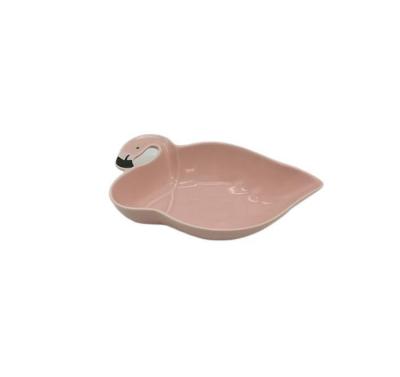 China Pink Ceramic Viable Creative Flamingo Creative Gift Dish Home Fruit Salad Bowl Cutlery Afternoon Tea Dessert Dish Dish for sale