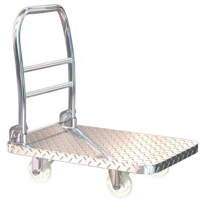 China Folding Warehouse Trolley Industrial Folding Platform Trolley Flatbed Shopping Cart Machines Flatbed Trolley Transport for sale