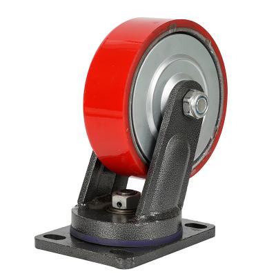 China Other 4 5 6 8inch Red PU Cast iron core trolley wheel heavy duty caster wheels for sale