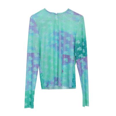 China Breathable JNYLON Indie Designer Brand Psychedelic Abstract Stretch Pattern Mesh Basing Shirt for sale