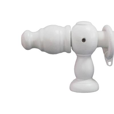 China Easy To Install OEM Wooden Window Curtain Poles Finials Brackets Set 28MM White Wooden Curtain Rod Set for sale