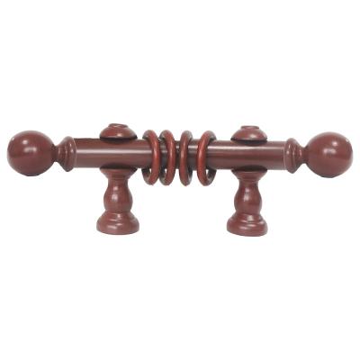 China CLASSIC wooden curtain pole set ball finial 35mm curtain rod factory sale red color wooden curtain pole for sale