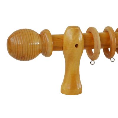 China Easy To Install Finials Curtain Rod Set 28MM Color Curtain Poles 28MM Natural Finish Natural Finish PVC BOX Packing for sale