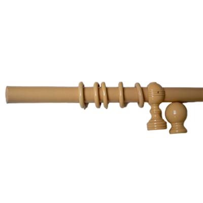 China Wooden Window Curtain Poles Window Curtain Pole Track With Finial Accessories 50MM Round Wooden Curtain Rod for sale