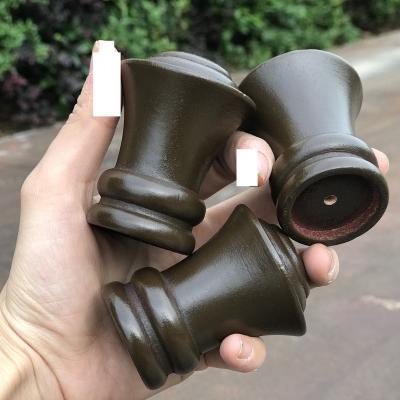 China Easy To Install Dark Green Wooden Curtain Rod Accessories Finials Brackets Set 28MM Curtain Pole Finial for sale