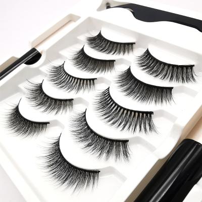 China Customized Natural Natural Looking Long Magnetic Eyelashes With Handmade Magnetic False Eyeliner Lashes Kit With Lashes Packaging Boxes for sale