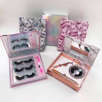 China 2021 Hot Selling Natural Long Customized Magnetic Eyelashes With Eyeliner Lashes Handmade Magnetic False Eyelash Wrap Book for sale