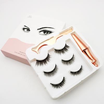 China Long Natural Best Selling Custom 25mm Magnetic Eyeliner & Magnetic Mink Eyelashes Eyelash Kit Eyelash Box Magnetic Eyelashes for sale