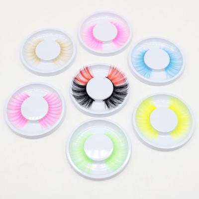 China Wholesale Natural High Quality Long Fake 3d Mink Eyelashes Colored False Mink Lashes Party Paper Boxes Customized for sale