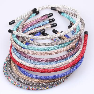 China Fashional Lovely Lady Full Diamonds Fashion Headband With New Style Baroque Rhinestone Women Slim Thin Headband for sale