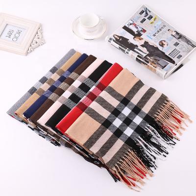 China Winter Plaid Scarf Long Brand Women Cashmere Shawls Luxury Warm Pashmina Casual Mens Tassel Shawls for sale