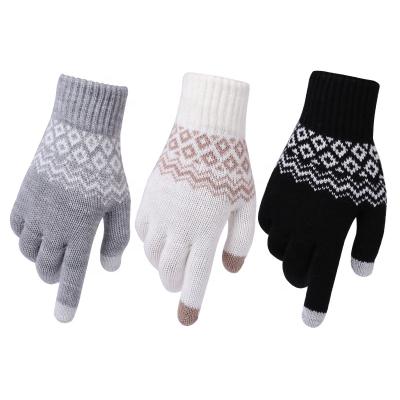 China Sensitive Customize Magic Winter Acrylic Touch Screen Gloves Women Men Warm To Stretch Knitted Wool Mittens Touch Screen Gloves for sale