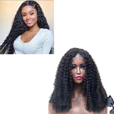 China Wholesale Glueless Curly Peruvian Curly Human Hair Wigs Deep Wave Lace Front Wig for sale