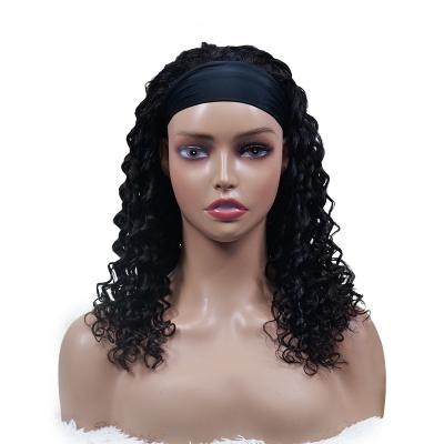 China Glueless Deep Wave Hairband Wigs Body Wave Hair Wigs Machine Made Curly Hair Natural Color for sale