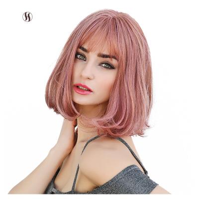 China Curly Bob Short Synthetic Fiber Wigs Custom High Quality Pink for sale