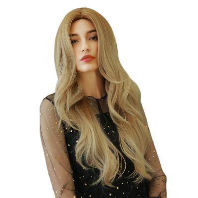 China Long Blonde Wavy Synthetic Body Wave Wig Heat Resistant Fiber Wigs For Women Hair Replacement Wig 30 Inches for sale