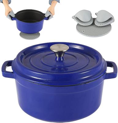 China Durable Enameled Pre-Seasoned Cast Iron Dutch Oven Pot With Lid And Handles For Enamel Coated for sale